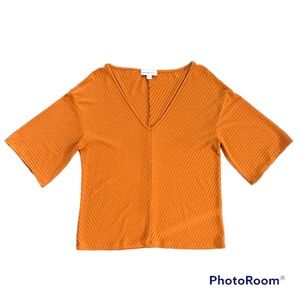 Amour Vert Orange Ribbed Top Size L